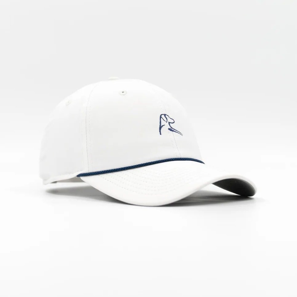 Rhoback Mens White Performance Snapback Hat Logo Golf Preppy Sporty Nautical